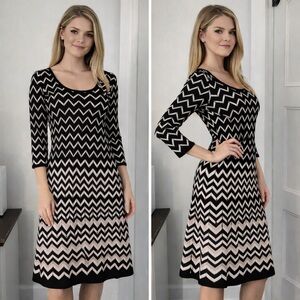 White House Black Market Black and White Chevron Dress